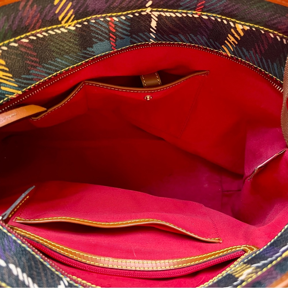 Dooney & Bourke Brown Leather/Plaid Tote Bag - Picture 7 of 9